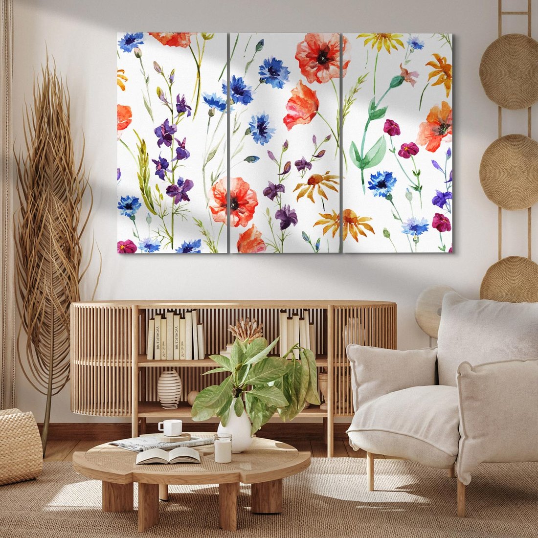 Obraz na płótnie 120x80 - Kwiatowe radości na łące - kwiaty, łączka