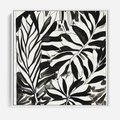 Obraz w ramie 50x50 - Czarne Liście - akwarelowy obraz, czarno biały - rama biała