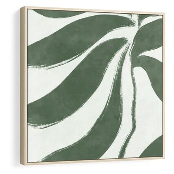 Obraz w ramie 50x50 - Zieleń Wewnętrznego Spokoju - zielony plakat, roślinne inspiracje - rama drewno