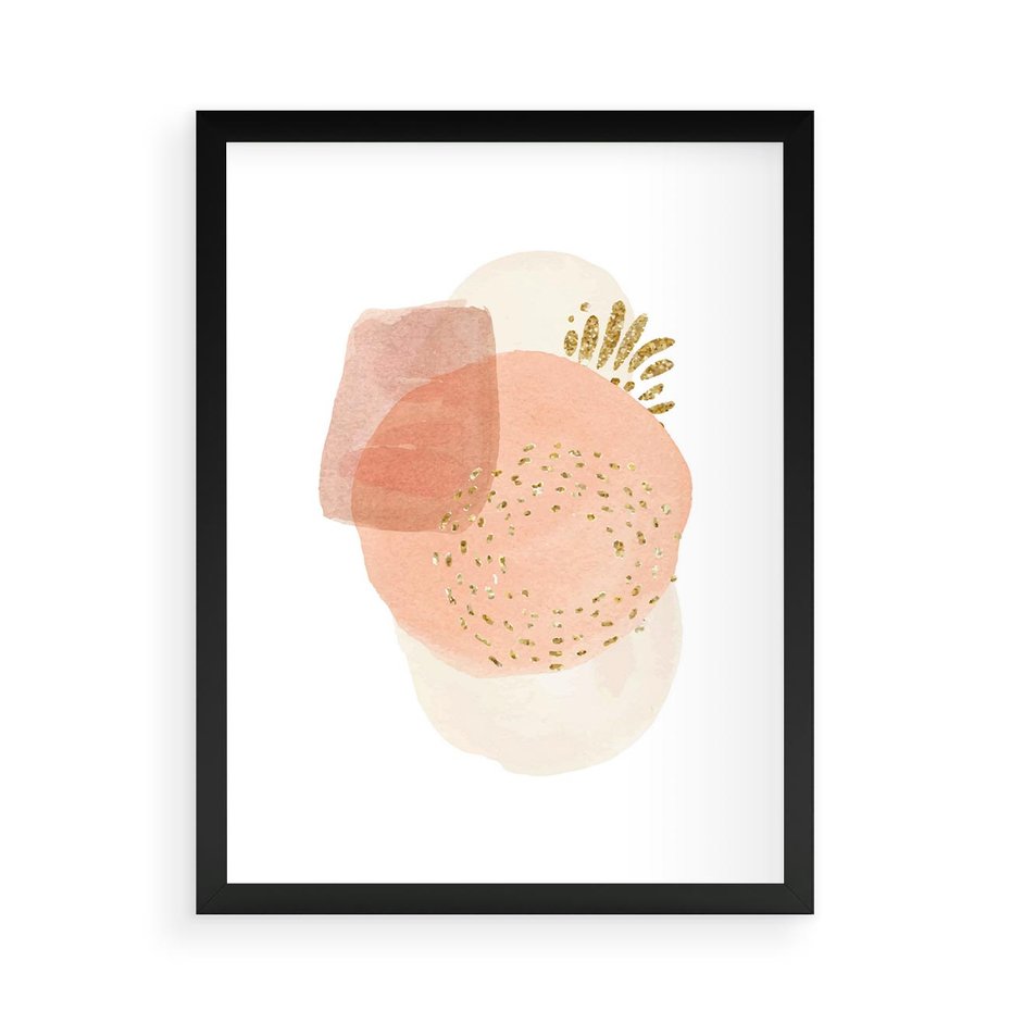 Plakat w ramie 50x70 - Migotliwe Kształty i Plamy - abstrakcyjne akwarelowe plamy, minimalizm - rama czarna