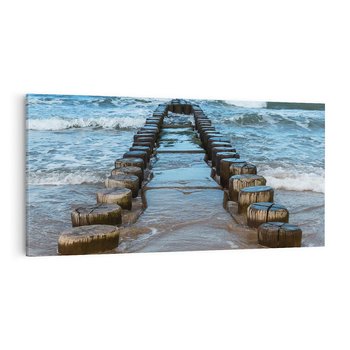 Obraz na płótnie 100x50 - Falochron na brzegu morza - falochron, morze