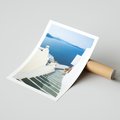 Plakat bez ramy 40x50 - Malowniczy urok wyspy - Santorini, schodki