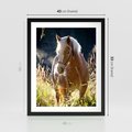 Plakat w ramie 40x50 - Spotkanie konia na łące - koń, łąka - rama czarna
