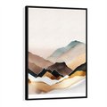 Obraz w ramie 70x100 - Góry Tonące w Pastelach - złote pastelowe góry, akwarela - rama czarna