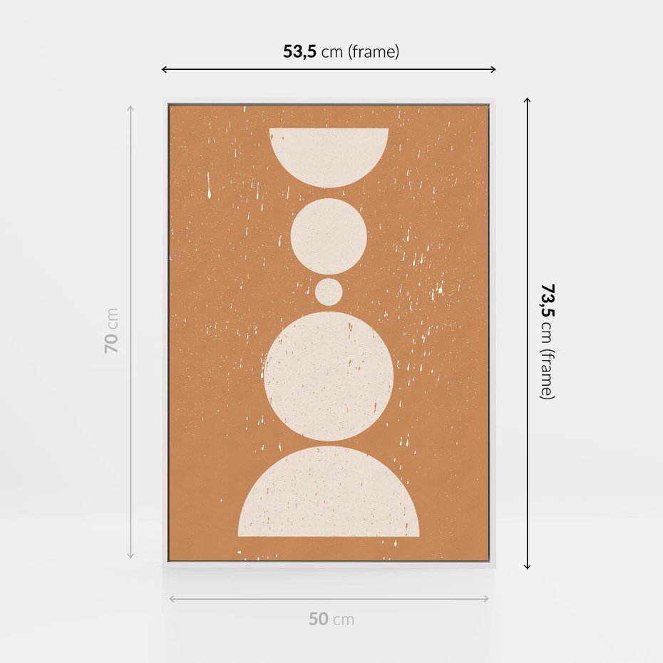 Obraz w ramie 50x70 - Podróżne Echa - mid century styl, nowoczesna grafika - rama biała