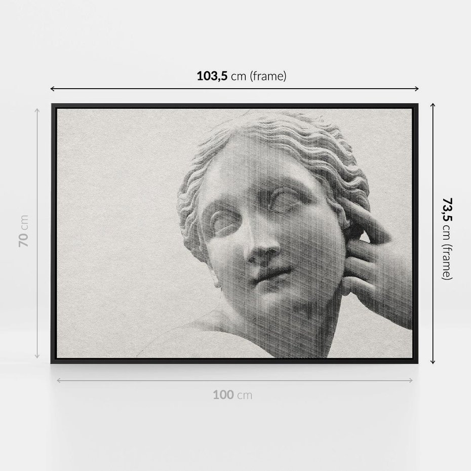 Obraz w ramie 100x70 - Szarość w Kamieniu - monochromatyczna marmurowa rzeźba, odcienie szarości - rama czarna