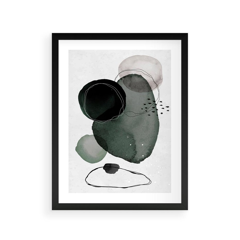 Plakat w ramie 30x40 - Abstrakcyjne Plamy w Akwareli - abstrakcyjne akwarelowe plamy - rama czarna