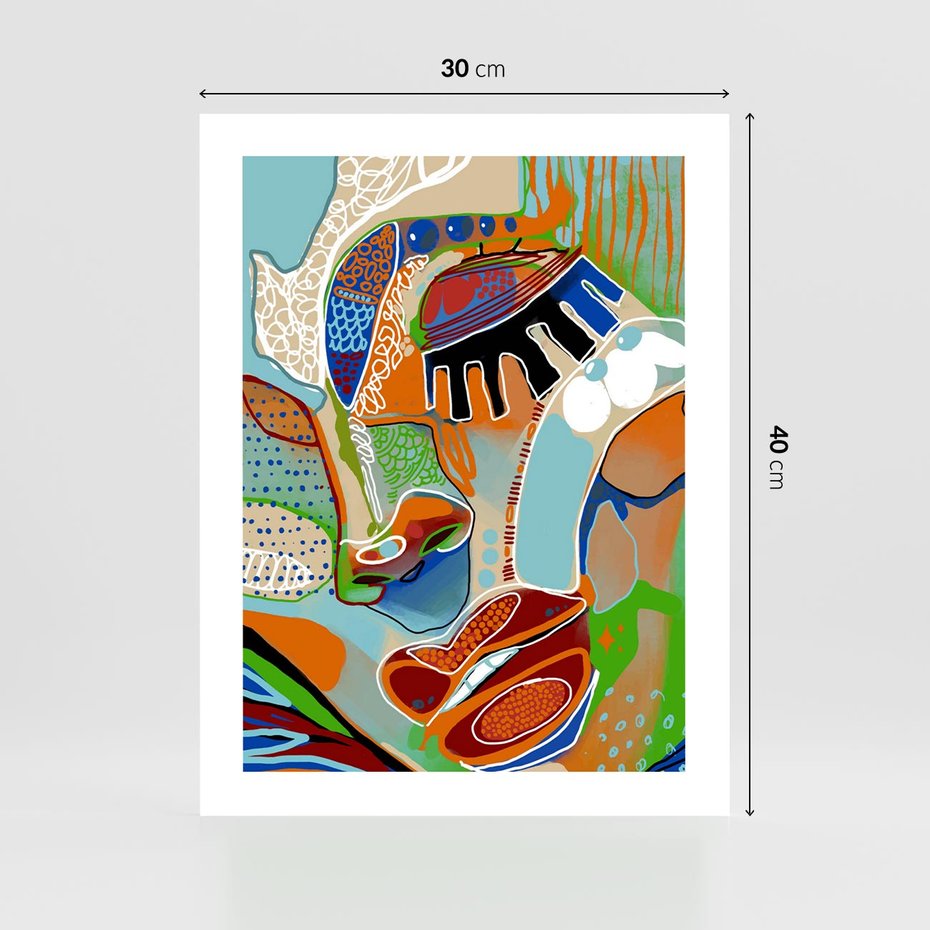 Plakat bez ramy 30x40 - Wibracje Kształtów - abstrakcyjny portret kobiety, twarz