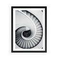 Plakat w ramie 50x70 - Nowoczesne Schody: Kręcone Piękno - nowoczesna architektura, kręcone schody - rama czarna