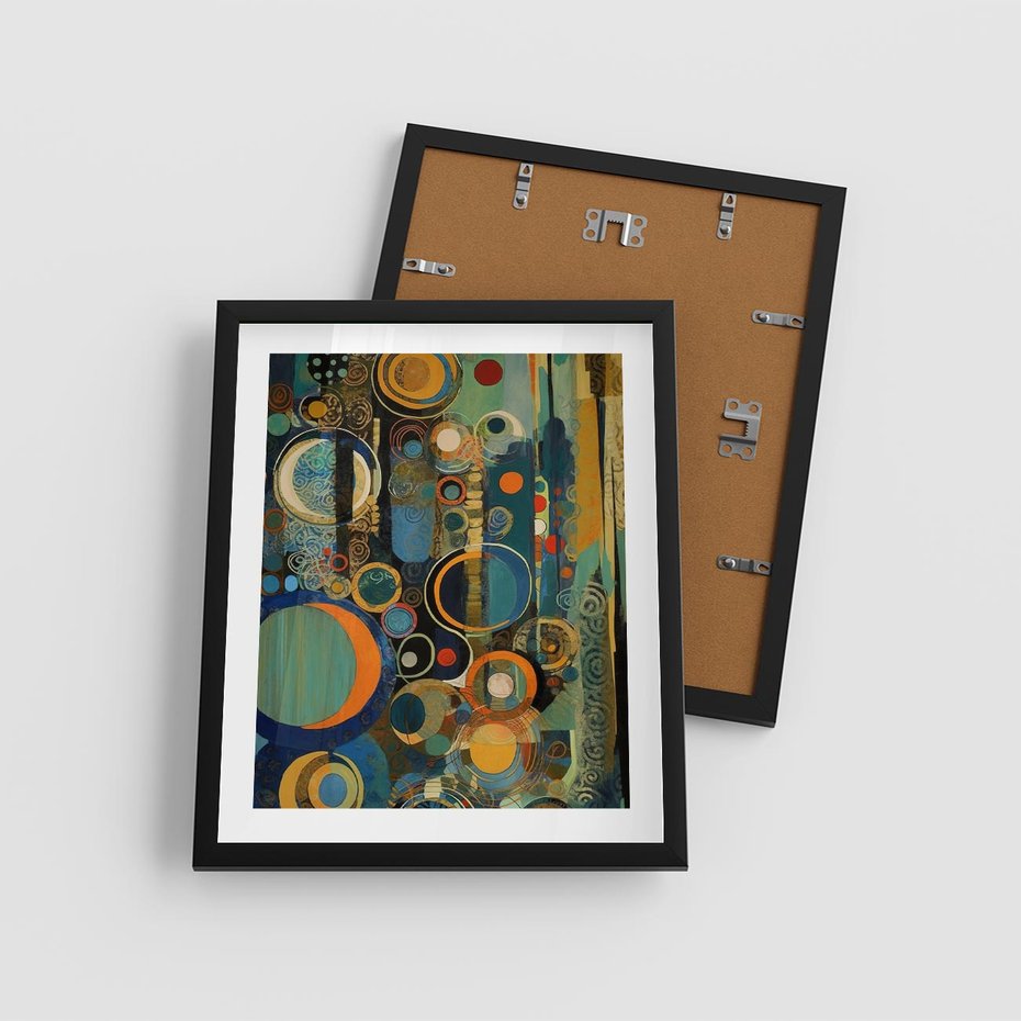 Plakat w ramie 40x50 - Wibracje Wymyślnych Form - abstrakcyjny obraz, mnogość kolorów - rama czarna