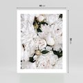 Plakat bez ramy 40x50 - Modne Białe Kwiaty - białe kwiaty, płatki