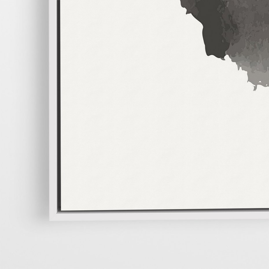 Obraz w ramie 80x120 - Księga Form - abstrakcyjne nieregularne plamy, czarny - rama biała