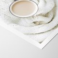 Plakat bez ramy 40x50 - Kawa na Wełnianym Kocu - kawa, biały wełniany koc