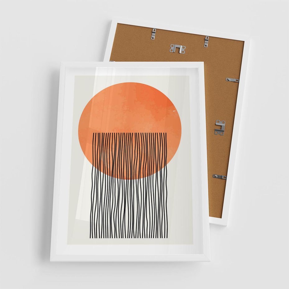 Plakat w ramie 50x70 - Echa Wyobraźni - koło, boho styl - rama biała