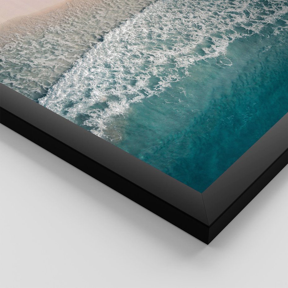 Zestaw obrazy w ramie 30x40 galeria - Plaża, morze, fale, boho - rama czarna