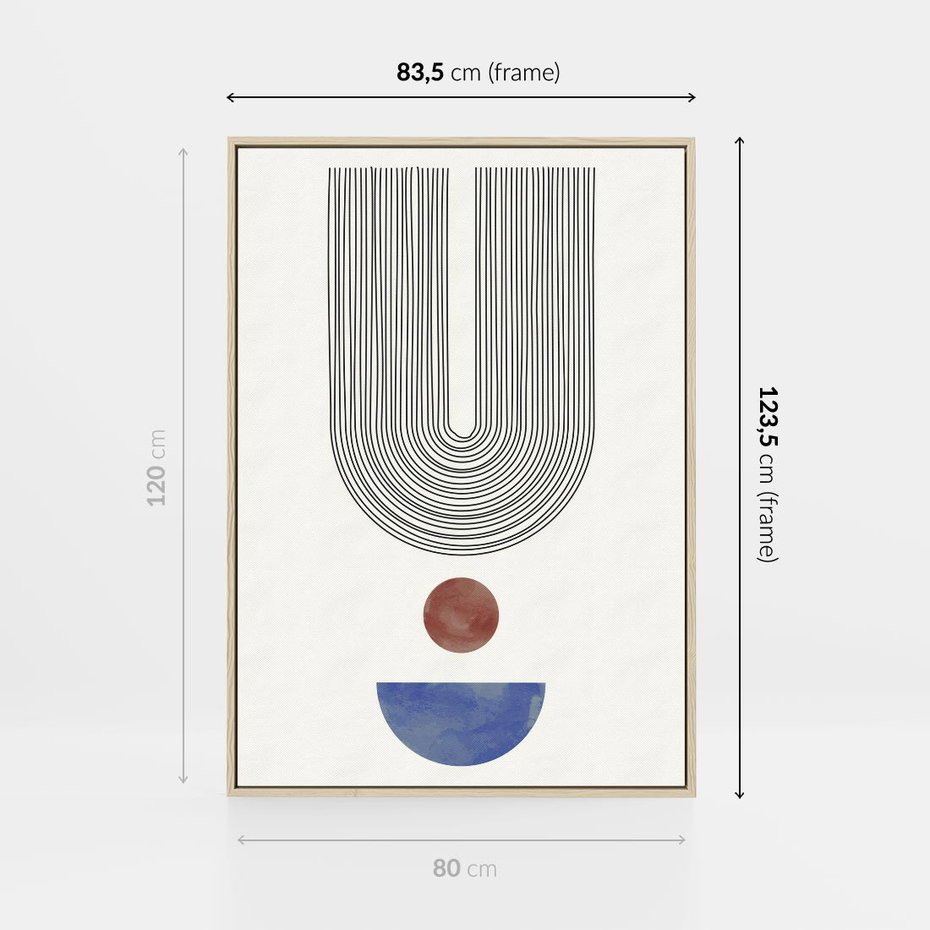 Obraz w ramie 80x120 - Rozplątane Wibracje - nowoczesny plakat, styl midcentury - rama drewno