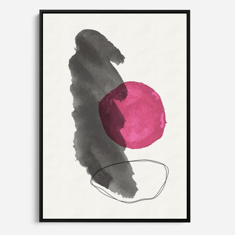 Obraz w ramie 70x100 - Bezczasowe Rytmy - abstrakcyjne nieregularne plamy, czarny - rama czarna