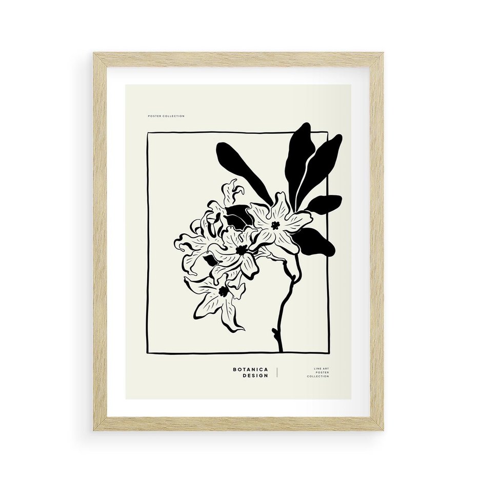 Plakat w ramie 50x70 - Kwiatowe przestrzenie - kwiat, grafika - rama drewno