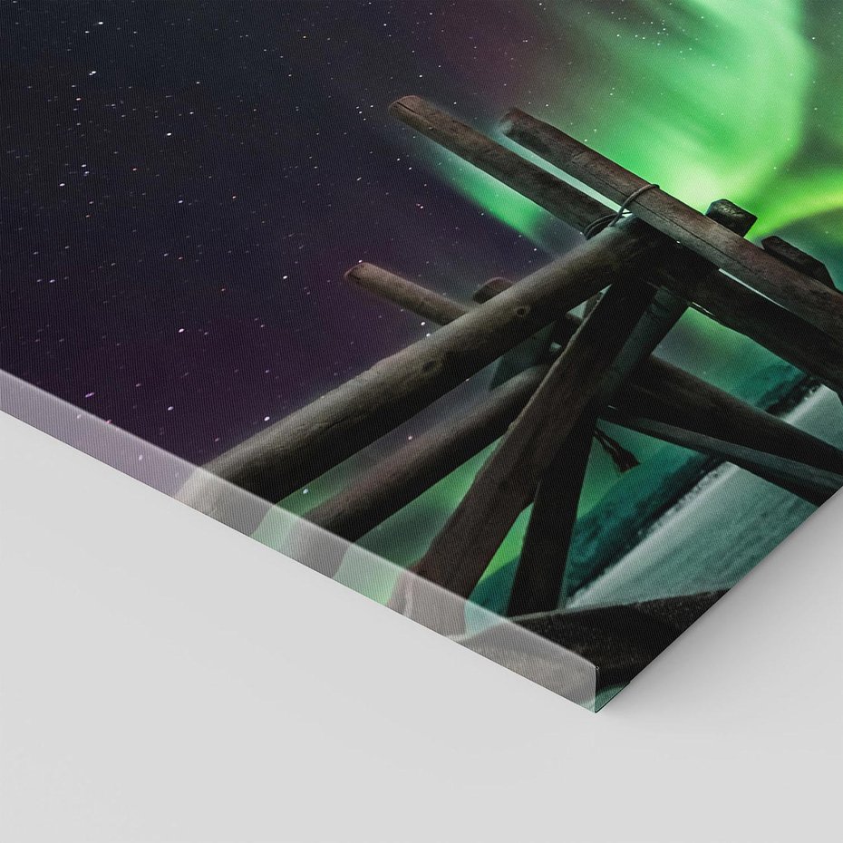 Obraz na płótnie 30x30 - Zorza polarna w tajemniczej nocnej przestrzeni - zorza, polarna