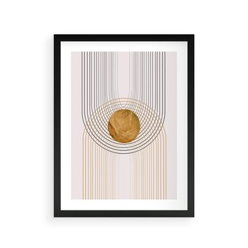 Plakat w ramie 30x40 - Złota Geometria - styl modern, złoto - rama czarna
