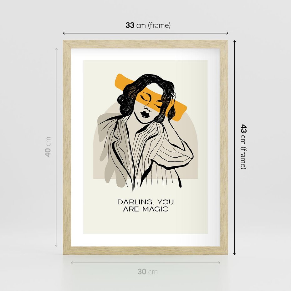 Plakat w ramie 30x40 - Sztuka Kobiecej Osobowości - nowoczesna grafika, kobieta - rama drewno