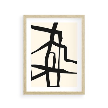 Plakat w ramie 40x50 - Impresje Wymiaru - linie, abstrakcja - rama drewno