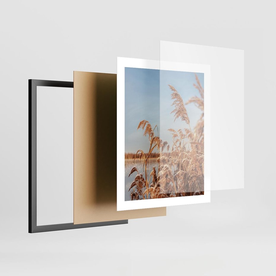 Plakat w ramie 40x50 - Wyraz Stylu - trawy, boho - rama czarna