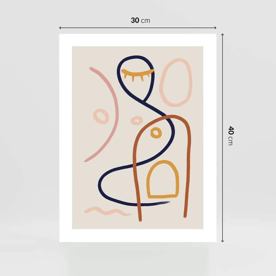 Plakat bez ramy 30x40 - Mgnienie Oka - abstrakcja w stylu picasso, beżowe tło