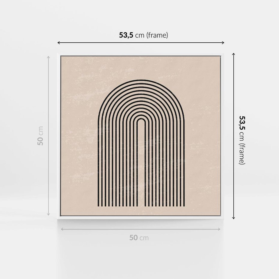 Obraz w ramie 50x50 - Migocące Echa - abstrakcyjne linie, geometria - rama biała
