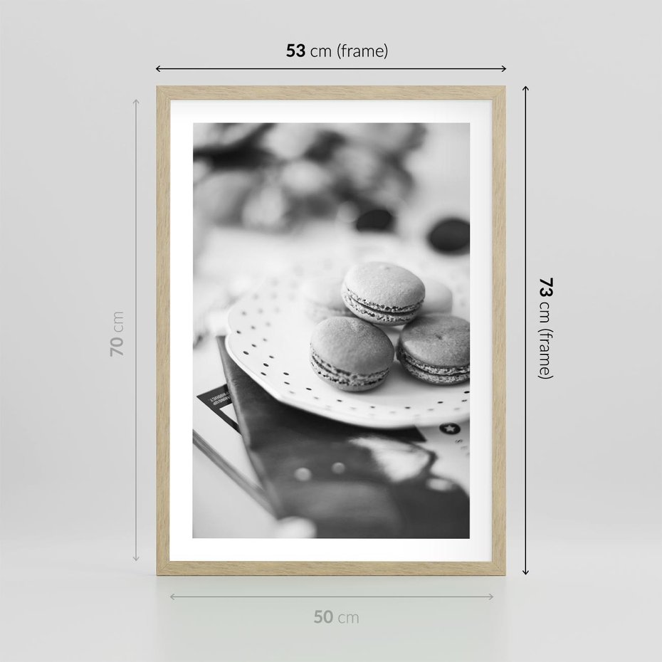Plakat w ramie 50x70 - Makaroniki w Szarości - czarno biała fotografia, plakat - rama drewno