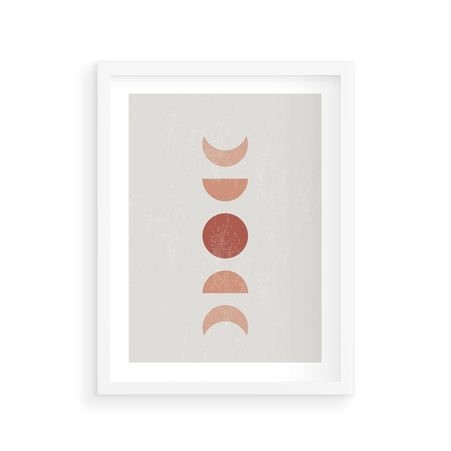 Plakat w ramie 30x40 - Mistyka Boho - boho plakat, beże brązy - rama biała