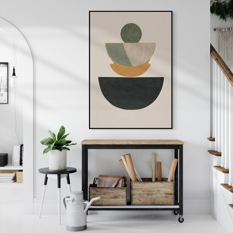 Obraz w ramie 70x100 - Podróżne Refleksyjne Odbicia - abstrakcyjny obraz, kolory ciepłe - rama czarna