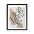 Plakat w ramie 40x50 - Impulsy Subtelnej Harmonii - abstrakcyjny obraz boho, liście - rama czarna