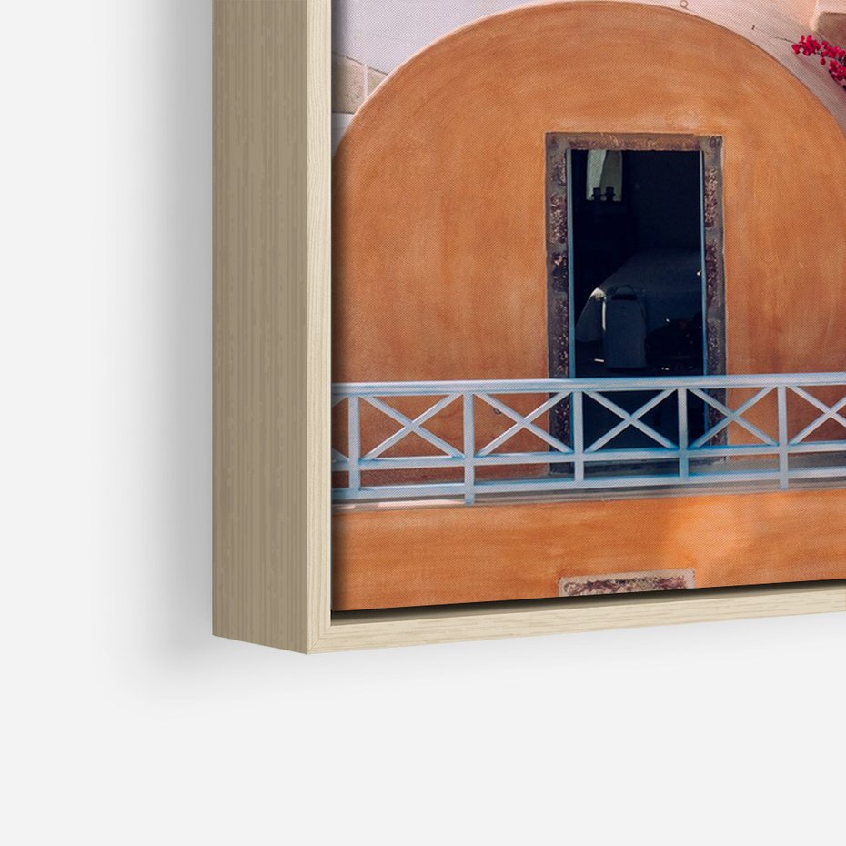 Obraz w ramie 50x70 - Błękit Morza i Białe Domki - Santorini, wyspa - rama drewno