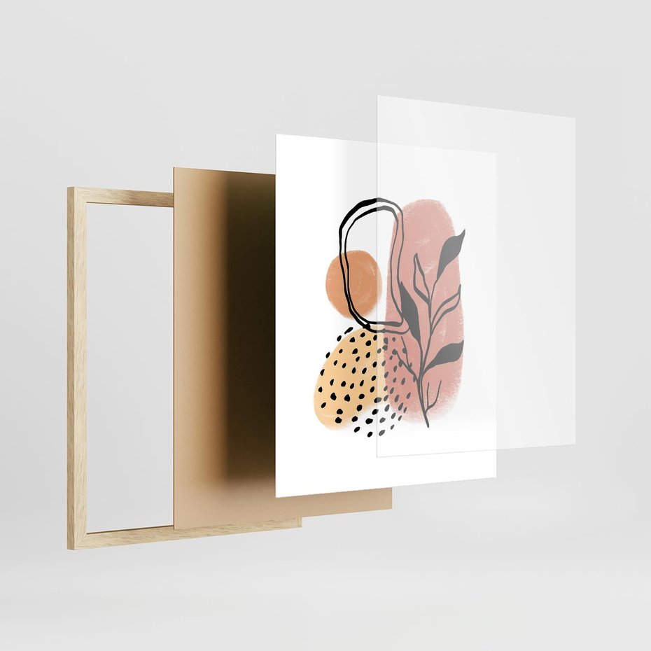 Plakat w ramie 40x50 - Migotliwe Harmonie - abstrakcja, sztuka nowoczesna - rama drewno