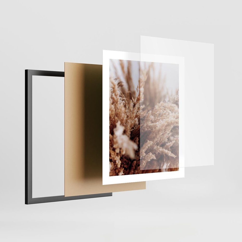 Plakat w ramie 40x50 - Sztuka Suszonych Traw - trawa pampas, suszone trawy - rama czarna