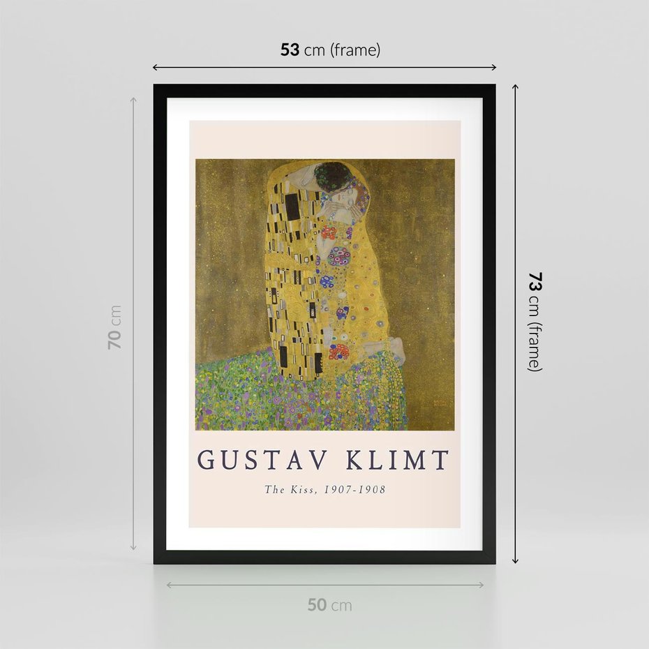 Plakat w ramie 50x70 - Sztuka Klimta - gustav klimt, pocałunek - rama czarna