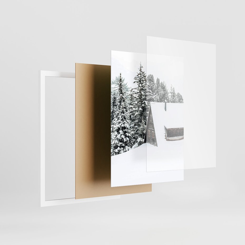 Zestaw obrazy w ramie 40x50 galeria - Górski, pejzaż, śnieg, zima - rama biała