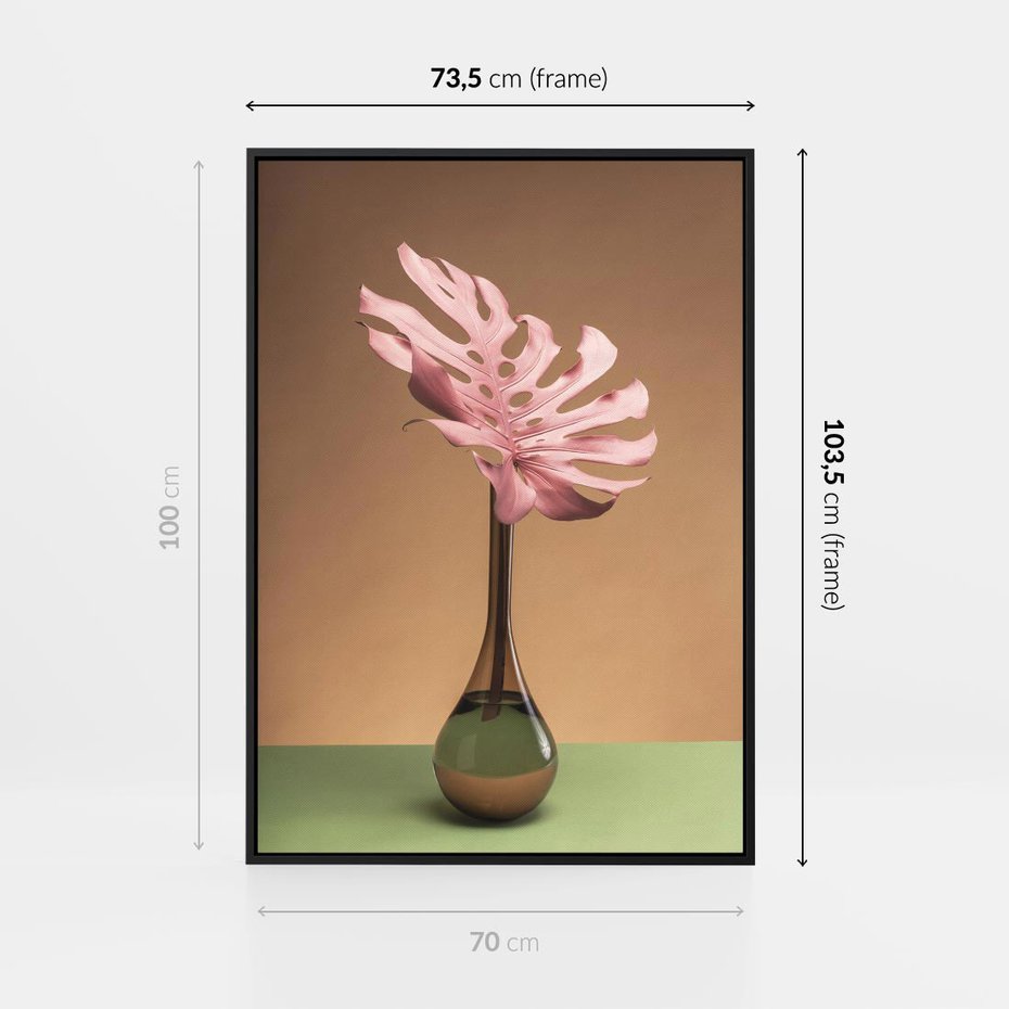 Obraz w ramie 70x100 - Wyjątkowy monstera - monstera, liść - rama czarna