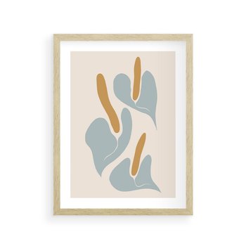 Plakat w ramie 40x50 - Kwiaty Pasteli - kwiaty, nowoczesne i minimalistyczne - rama drewno