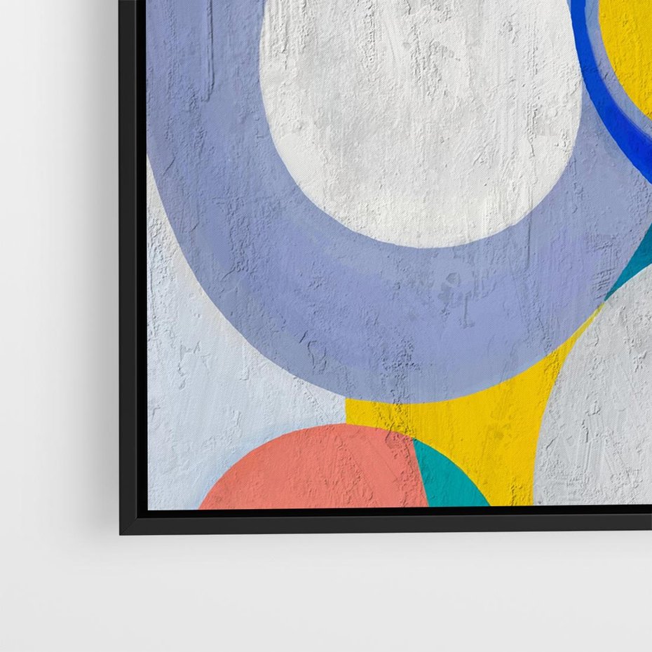 Obraz w ramie 50x50 - Rozkwitająca Symfonia Serca - abstrakcyjne geometryczne kształty, olejny obraz - rama czarna