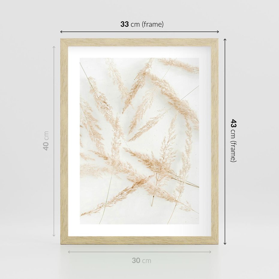 Plakat w ramie 30x40 - Pampas w Stylu Boho: Kompozycja Natury - suche trawy, pampas - rama drewno