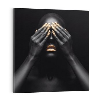 Obraz na płótnie 80x80 - Złote Usta wyjątkowa subtelność - złote usta, złote palce