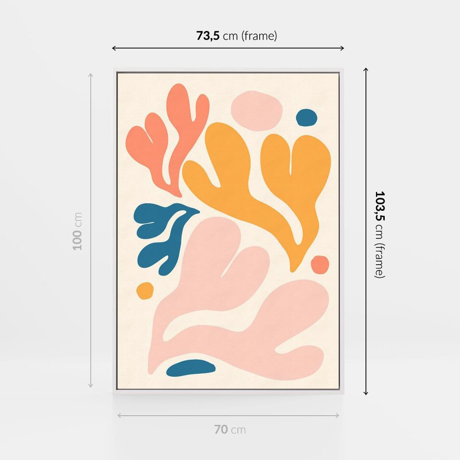 Obraz w ramie 70x100 - Granice Inspiracji - abstrakcyjne dziwne formy, nowoczesny plakat - rama biała