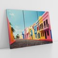 Obraz na płótnie 120x80 - Ekspresja marzeń i tęsknot - pastelowe kolorowe budynki, wzdłuż ulicy