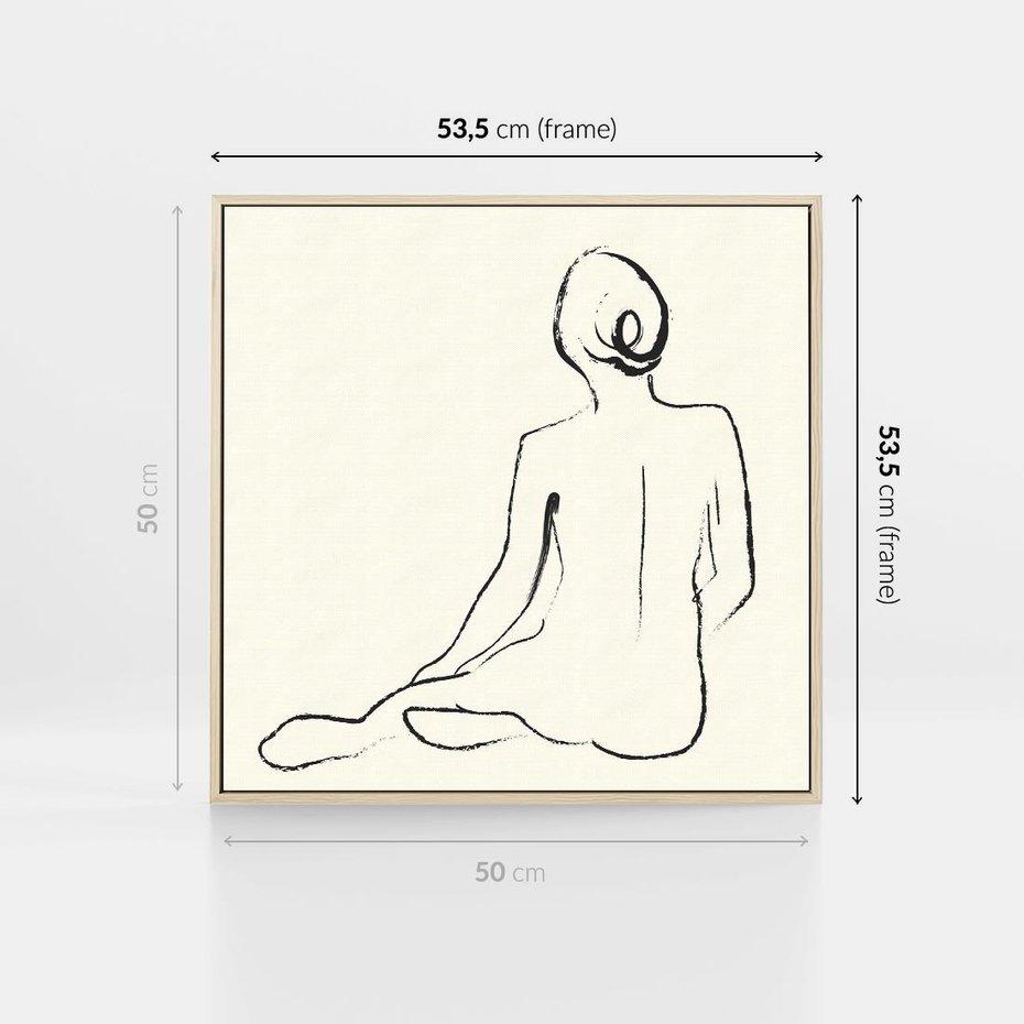 Obraz w ramie 50x50 - Akt w Minimalizmie - kobieta akt, minimalizm - rama drewno