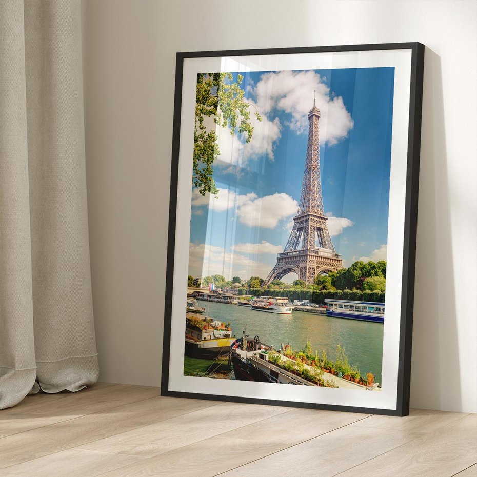 Plakat w ramie 40x50 - Paryżska ikona Francji - wieża Eiffla, Paryż - rama czarna
