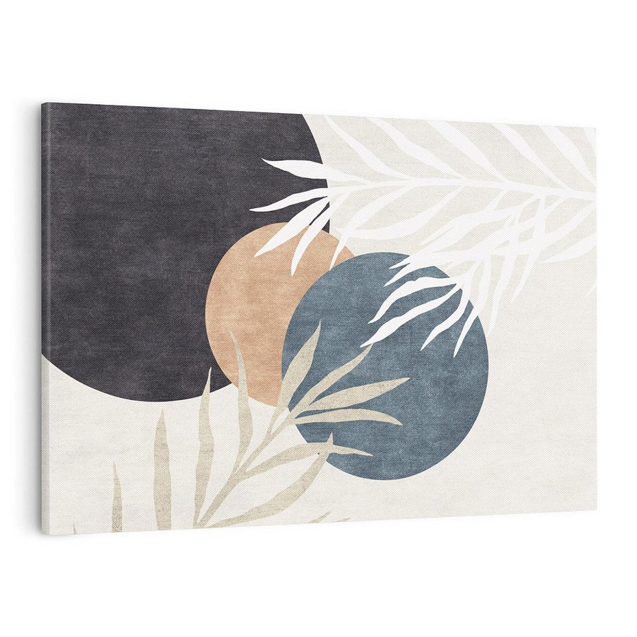 Obraz na płótnie 120x80 - Symfonia skradzionych chwil - cienie liści palmy, beżowe tłó