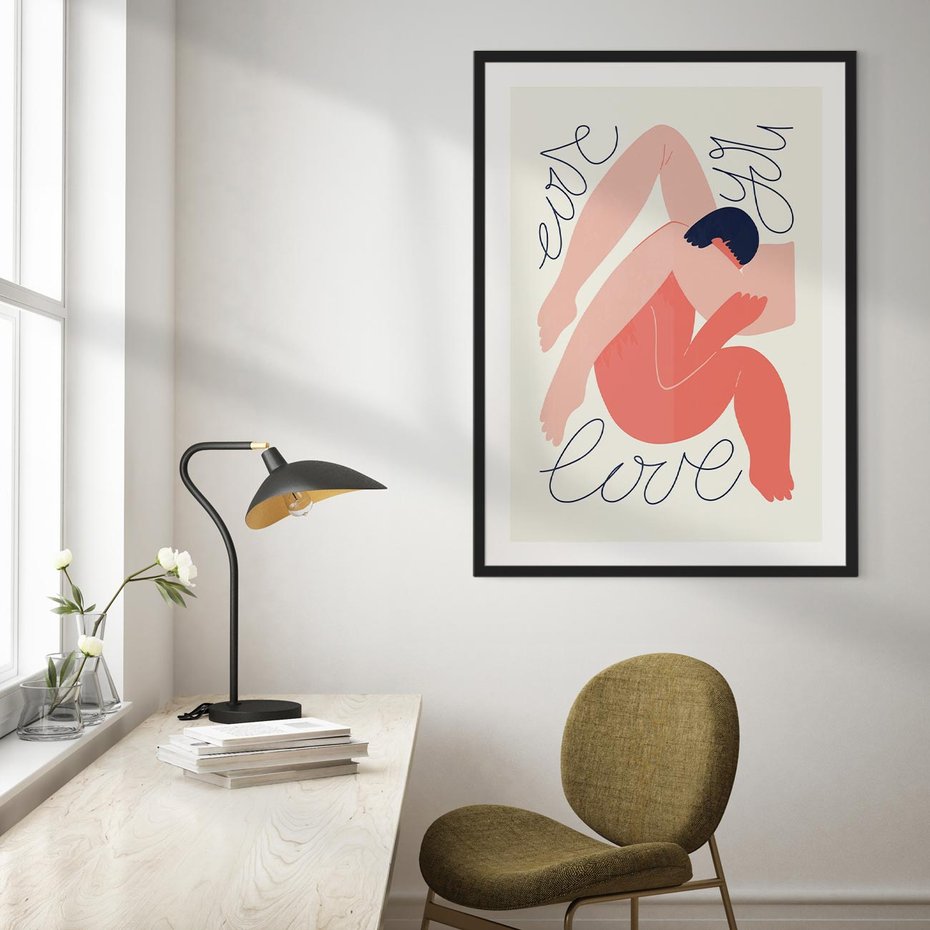 Plakat bez ramy 21x30 - Dźwięk ciszy na płótnie - para zakochanych, graficzny obraz