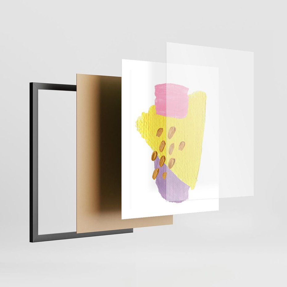 Plakat w ramie 40x50 - Refleksje Akwarelowych Widoków - akwarela, minimalizm - rama czarna